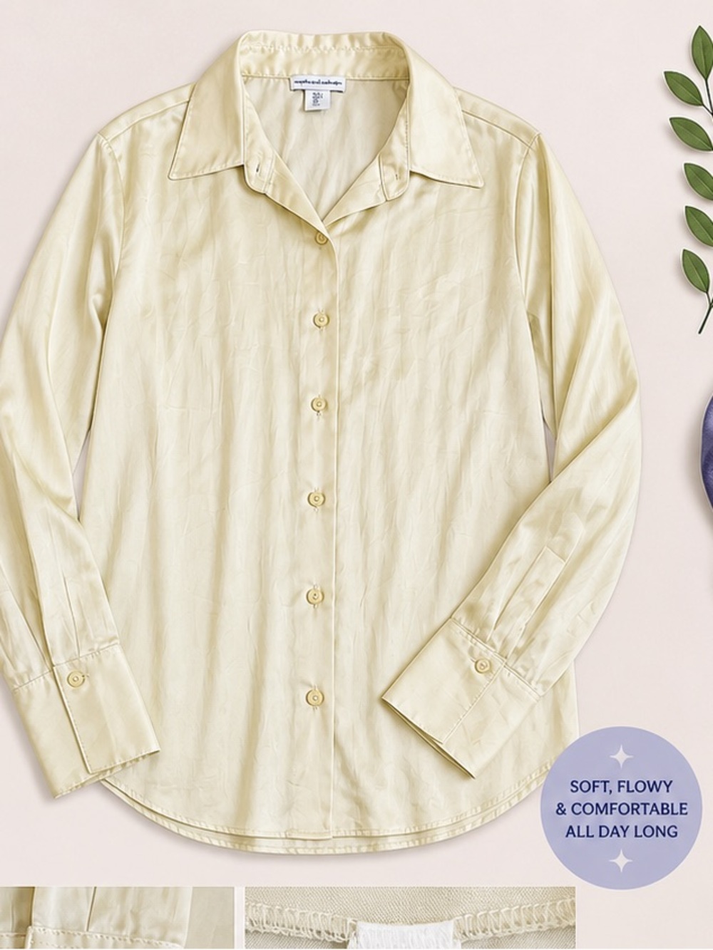 cupcakes & cashmere Pale Yellow Button-Down Shirt